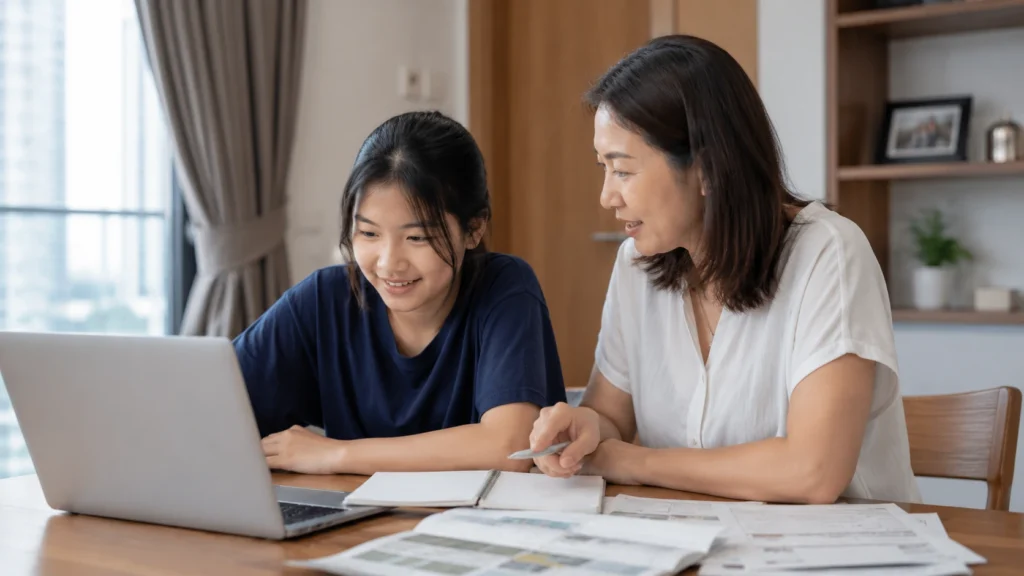 Singapore student and parent planning JAE course choices