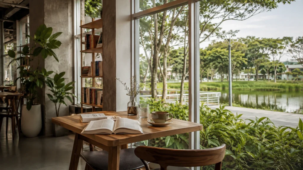 Quiet reading cafe atmosphere at Jing Si Books & Cafe Yishun