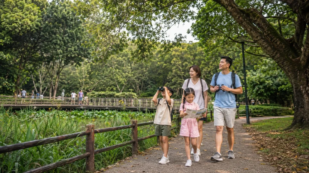 Family enjoying Yishun Park with kids