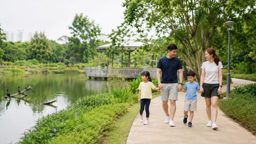 Family walk at Yishun Pond Park Singapore