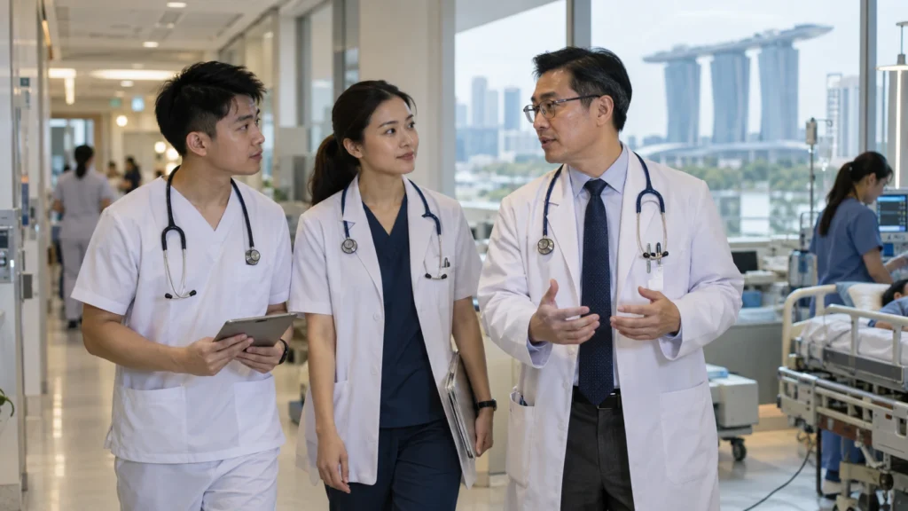 Doctors at different career stages in Singapore healthcare