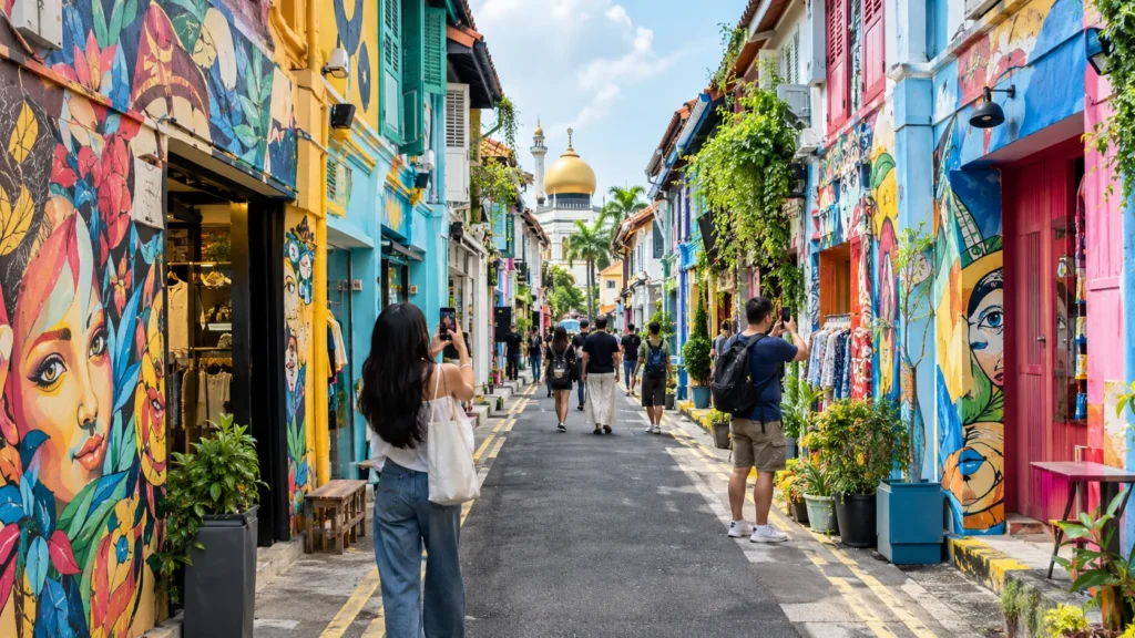 Haji Lane street art and colourful murals in Singapore