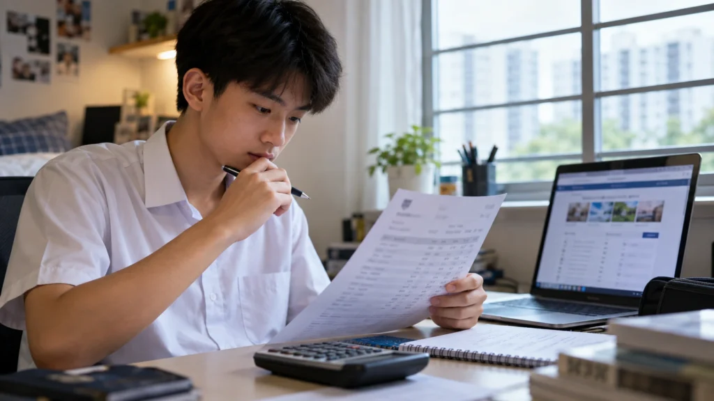 Student comparing L1R5 score for JC admission and JAE choices