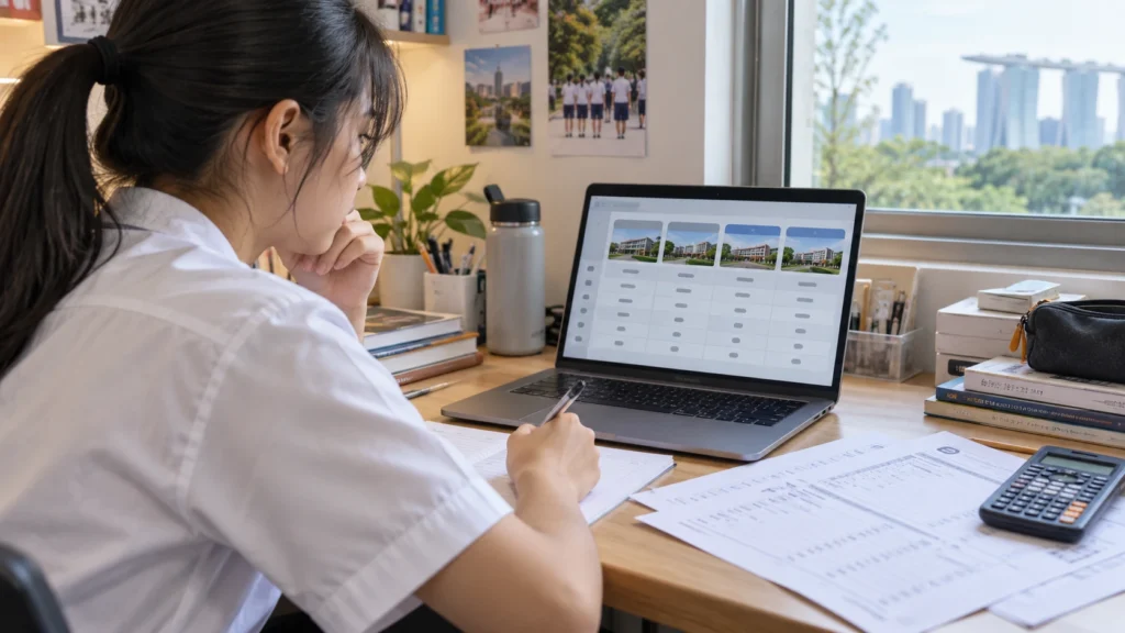 Singapore student comparing JC cut off points 2022