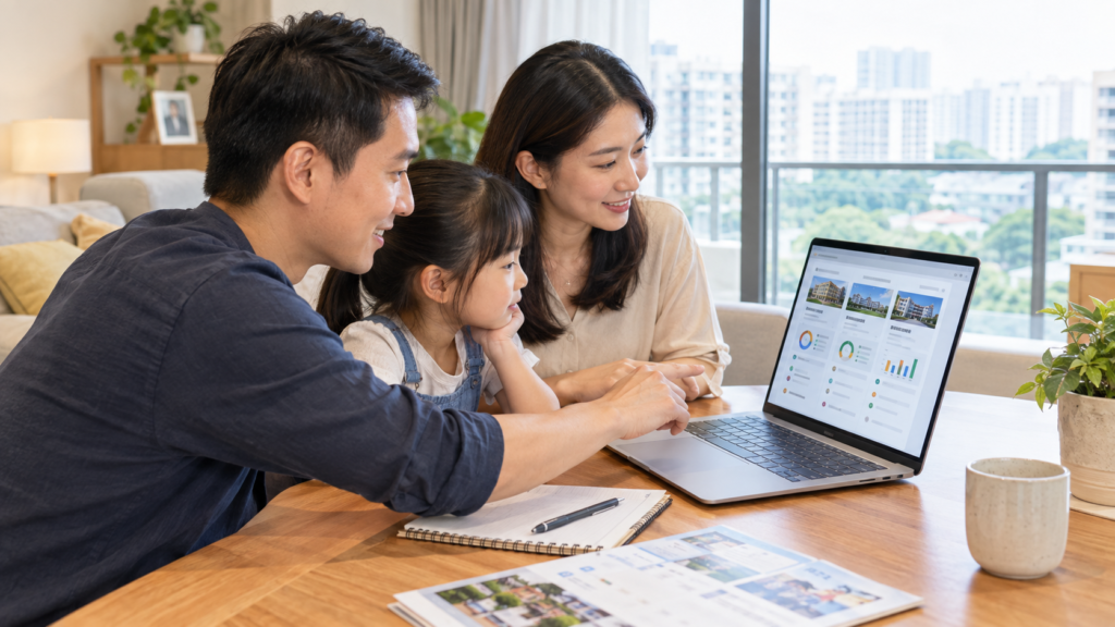 Parents comparing primary schools in Singapore
