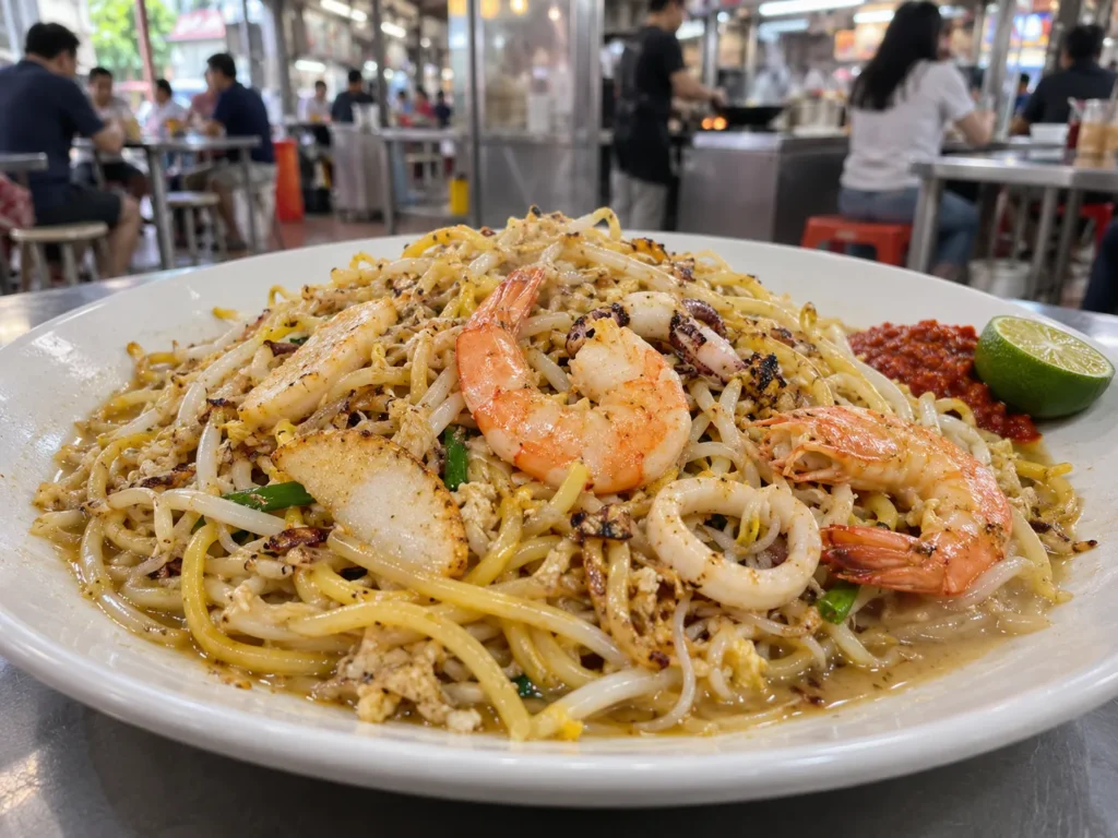 Hokkien mee served at Old Airport Road Food Centre Singapore