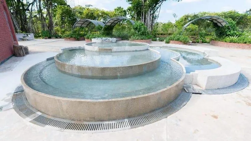 Cascading foot bath at Sembawang Hot Spring Park in Singapore