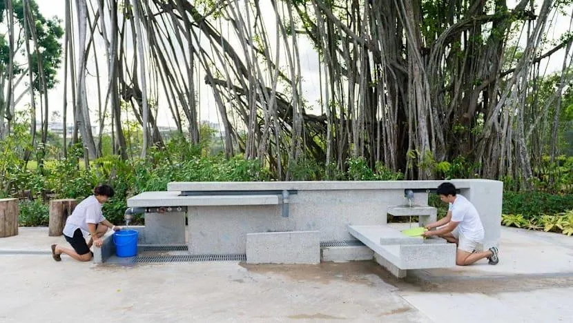 Egg-cooking activity area at Sembawang Hot Spring Park Singapore