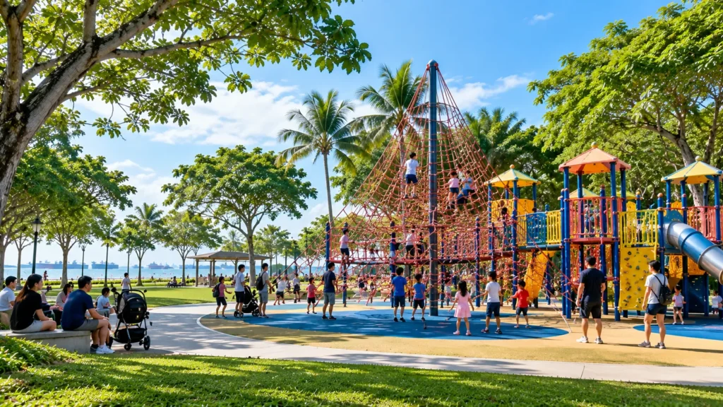 Children playing at the Adventure Playground in West Coast Park Singapore