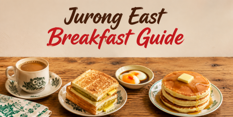 Jurong East Breakfast Guide featuring kaya toast, kopi, and cafe brunch spread