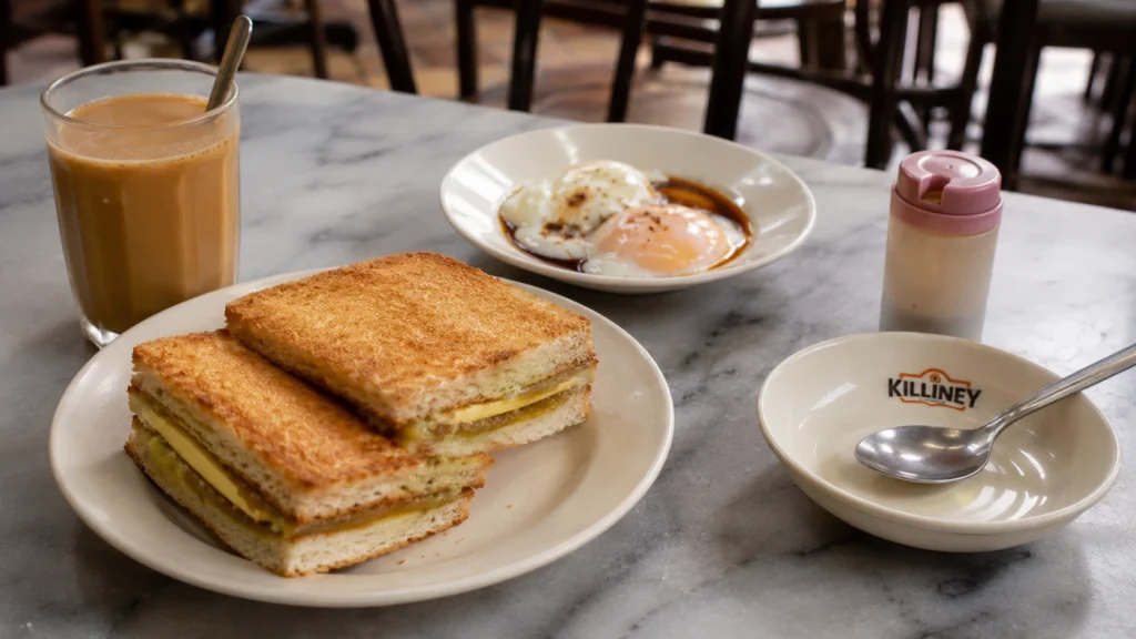 Traditional kaya toast and kopi breakfast set in Jurong East