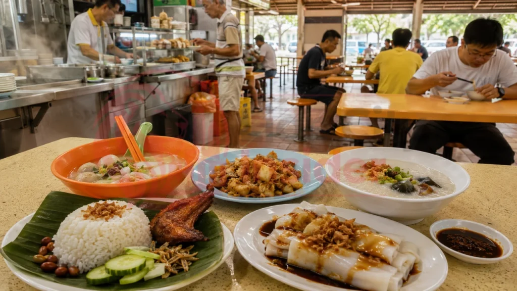 Breakfast food at a Bedok hawker centre in Singapore