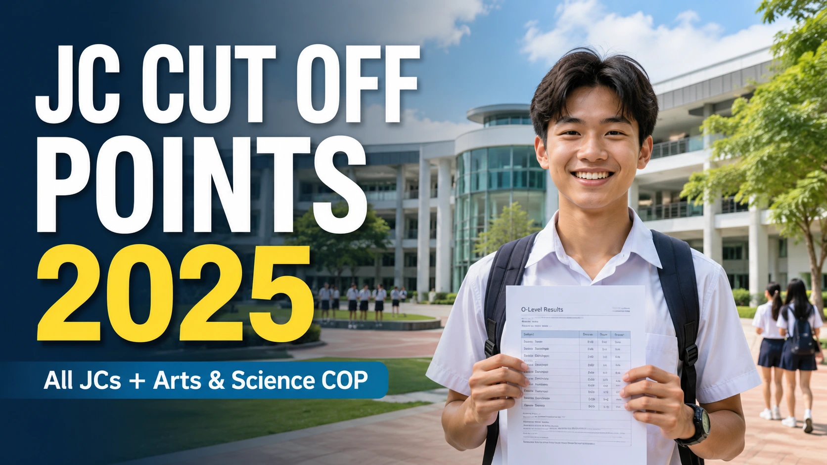 JC cut off points 2025 for Singapore JCs including Arts and Science COP