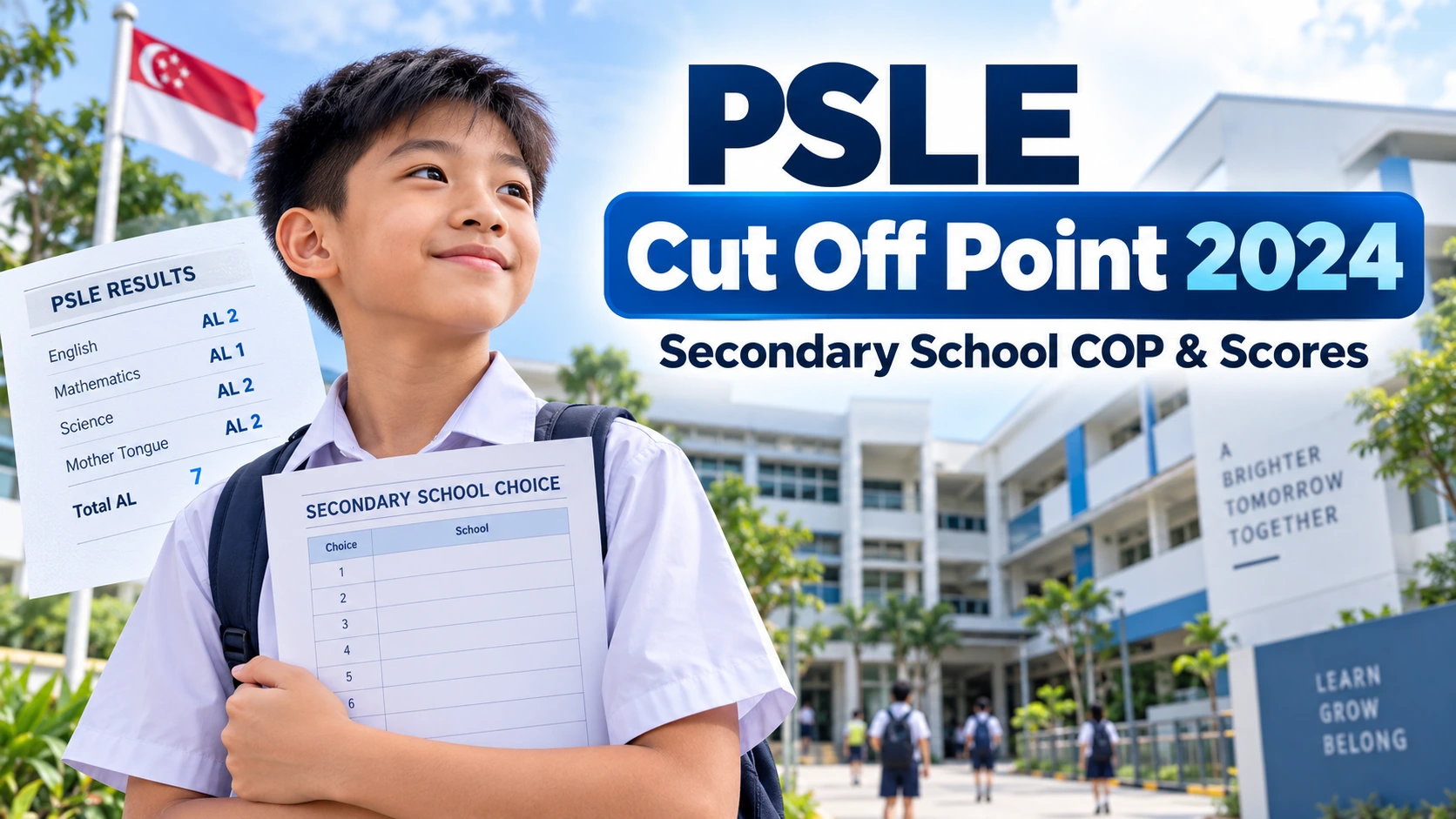 PSLE cut off point 2024 secondary school COP and scores