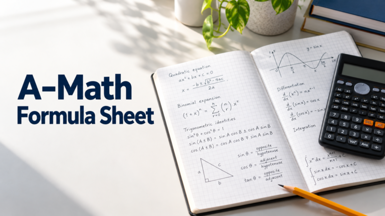 A-Math formula sheet for Singapore O-Level Additional Mathematics revision