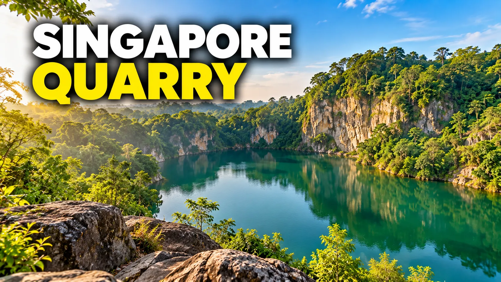 Singapore Quarry lake and surrounding forest at Dairy Farm Nature Park