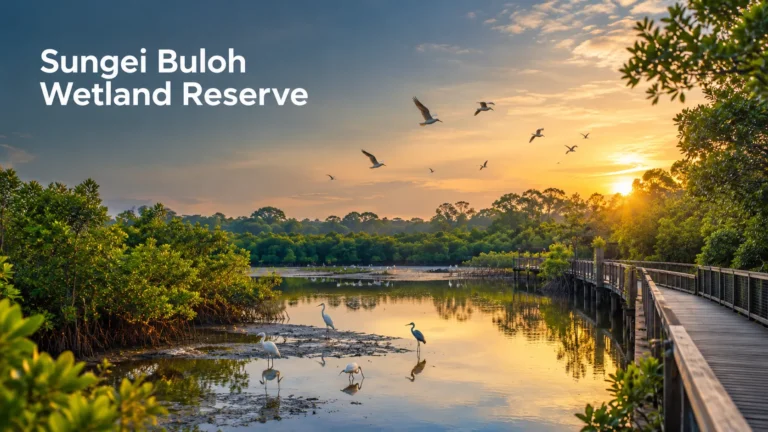 Sungei Buloh Wetland Reserve in northwest Singapore with mangroves and wetland birds